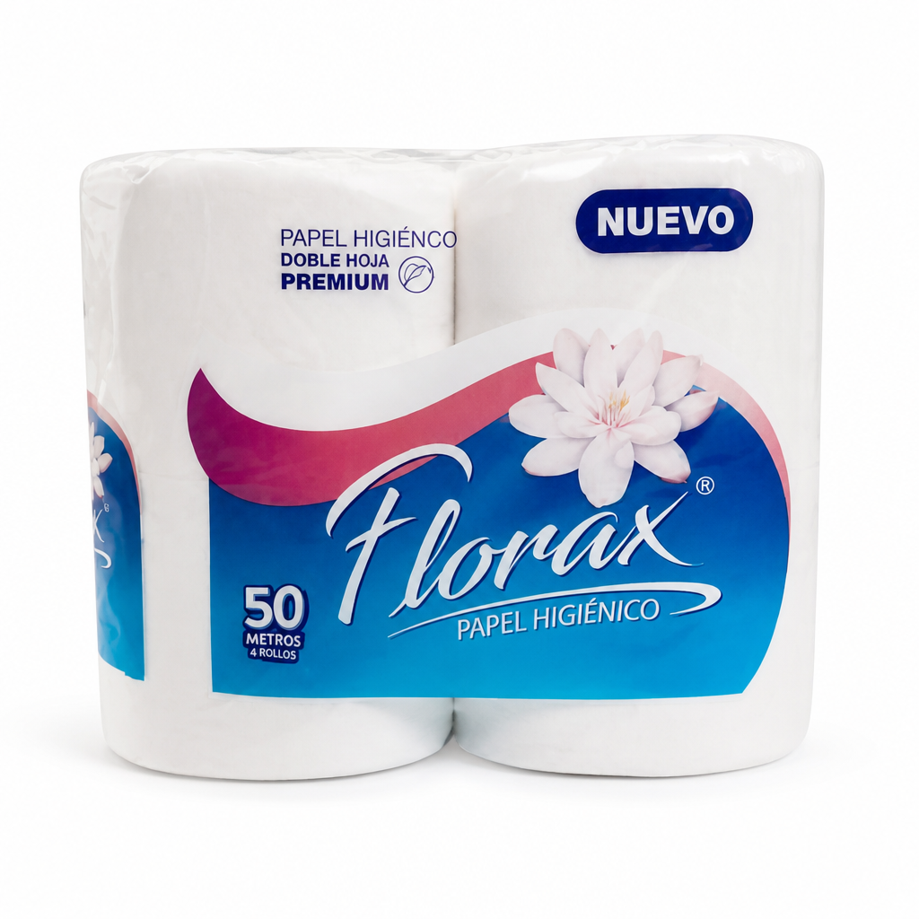 MANGA PAPEL HIGENICO FLORAX 50 MT - 8 UN DE 4 ROLLOS