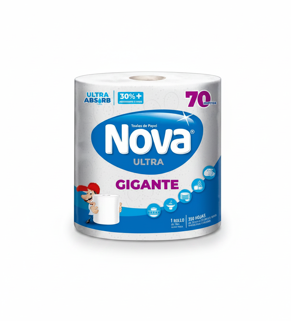 MANGA TOALLA ABSORVENTE PAPEL NOVA ULTRA 70MT - 8 PAQ
