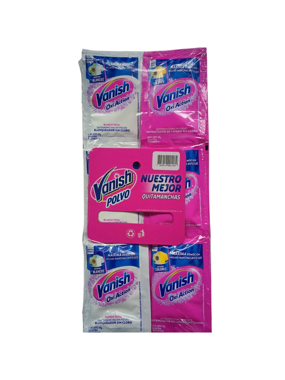 TIRA VANISH POLVO 30G - 24 UN (12 BLANCAS Y 12 ROSADAS)