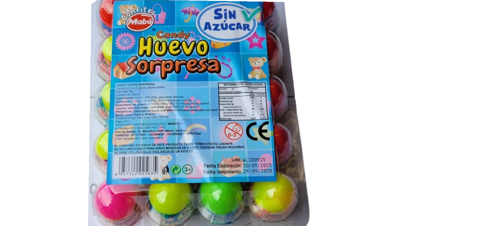 CANDY HUEVO SORPRESA 3G LIBRE DE SELLOS X 20UN